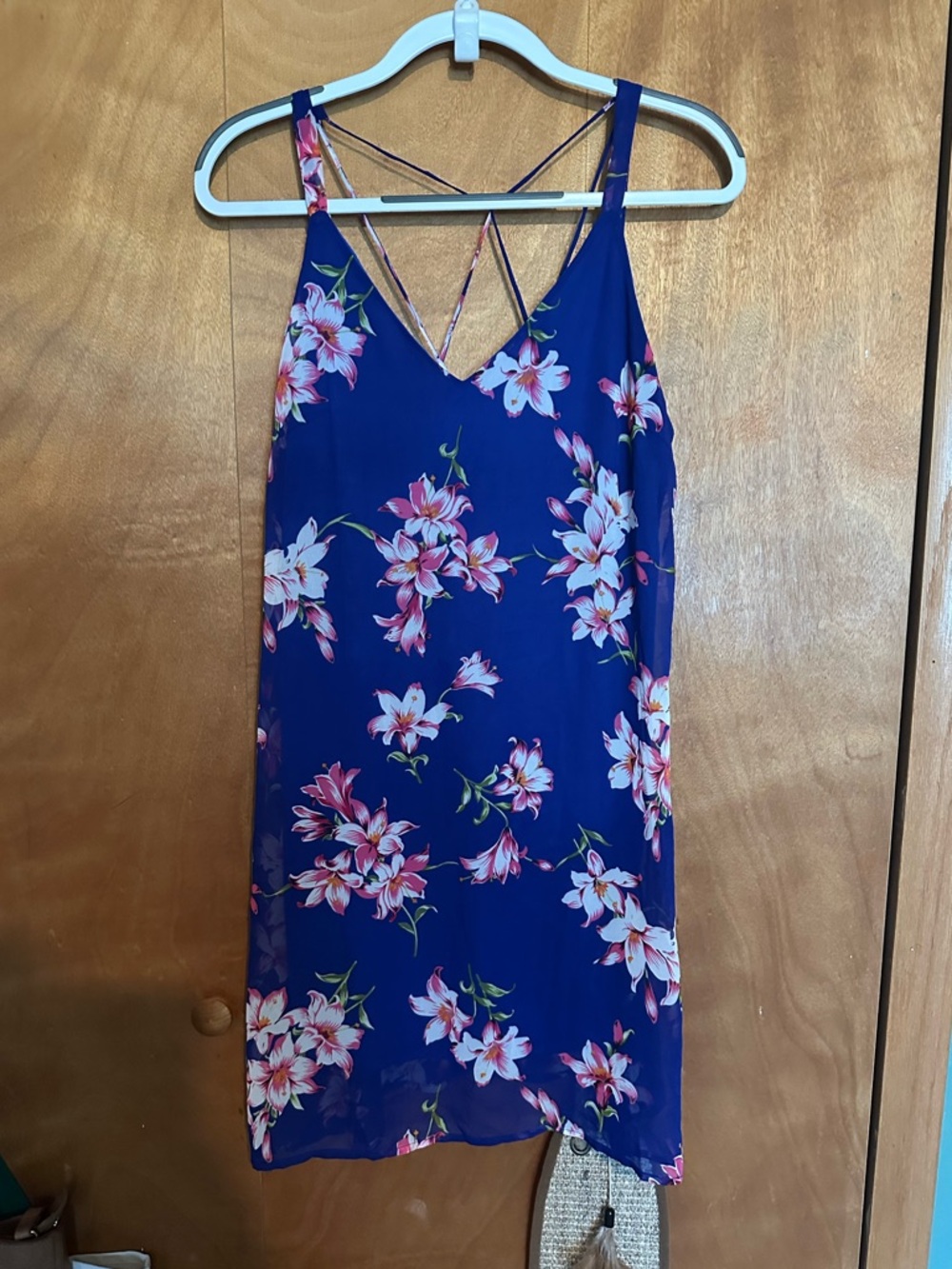 Sienna Sky Royal Blue Dress with Pink Floral Accents